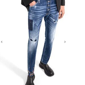 Dsquared2 Roadie S74LB1164 Broken Wash Flower Embroidery Jeans